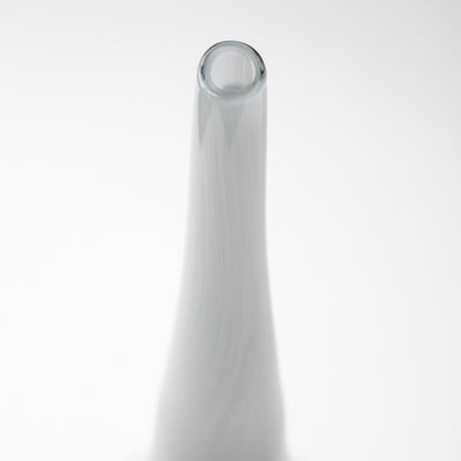 21" Blue Gray and Taupe Handblown Spun Glass Vase-2