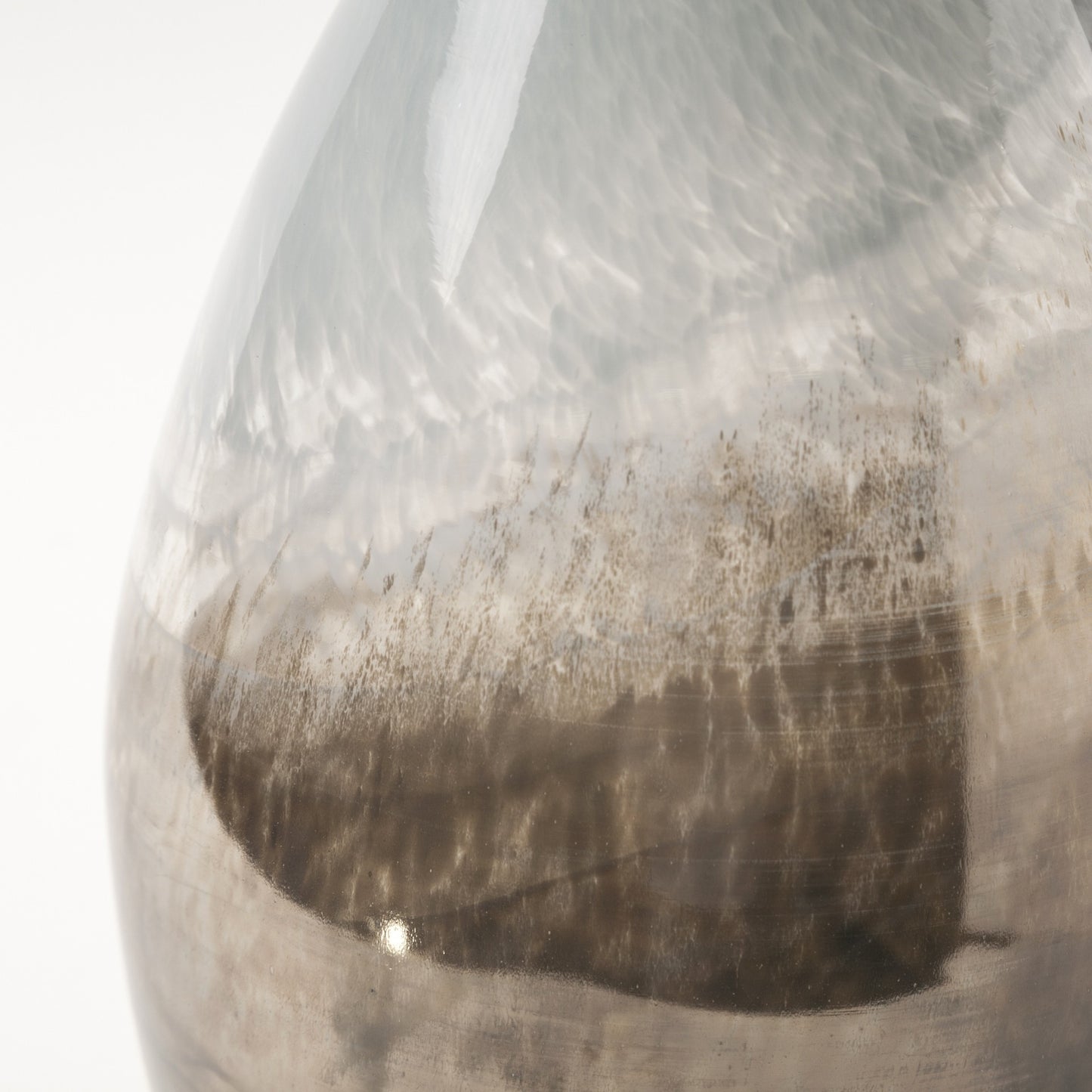 21" Blue Gray and Taupe Handblown Spun Glass Vase-3