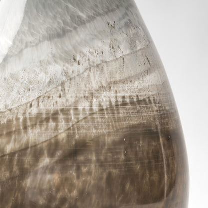21" Blue Gray and Taupe Handblown Spun Glass Vase-4