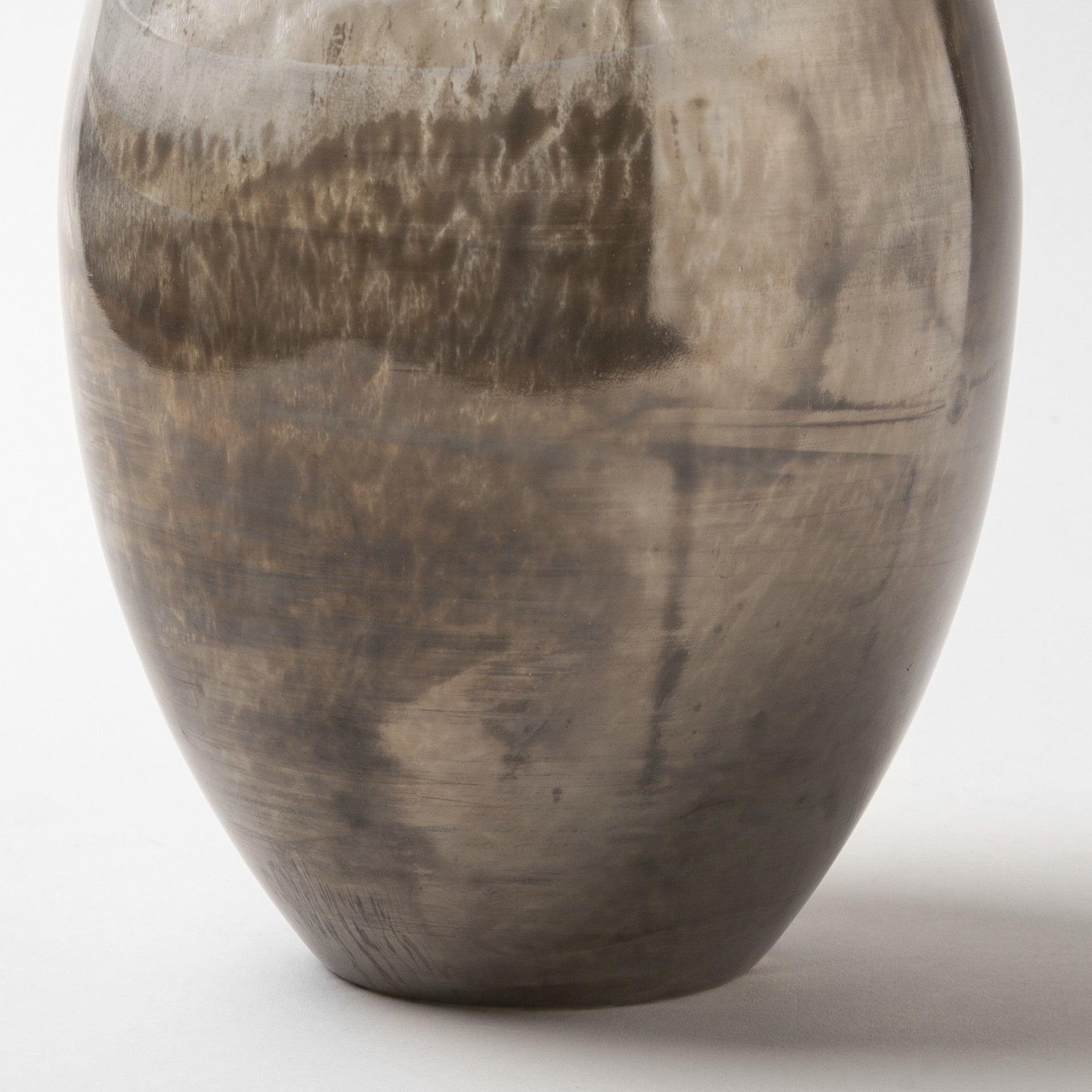 21" Blue Gray and Taupe Handblown Spun Glass Vase-5