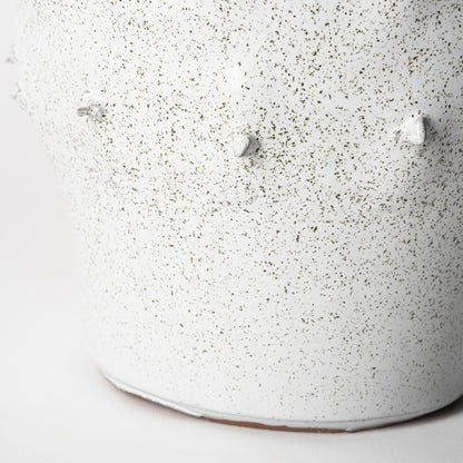 11" White Abstract Cylinder Ceramic Table Vase-5
