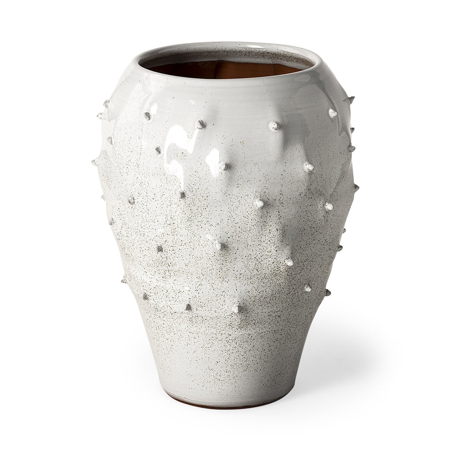 14" White Abstract Cylinder Ceramic Table Vase-1