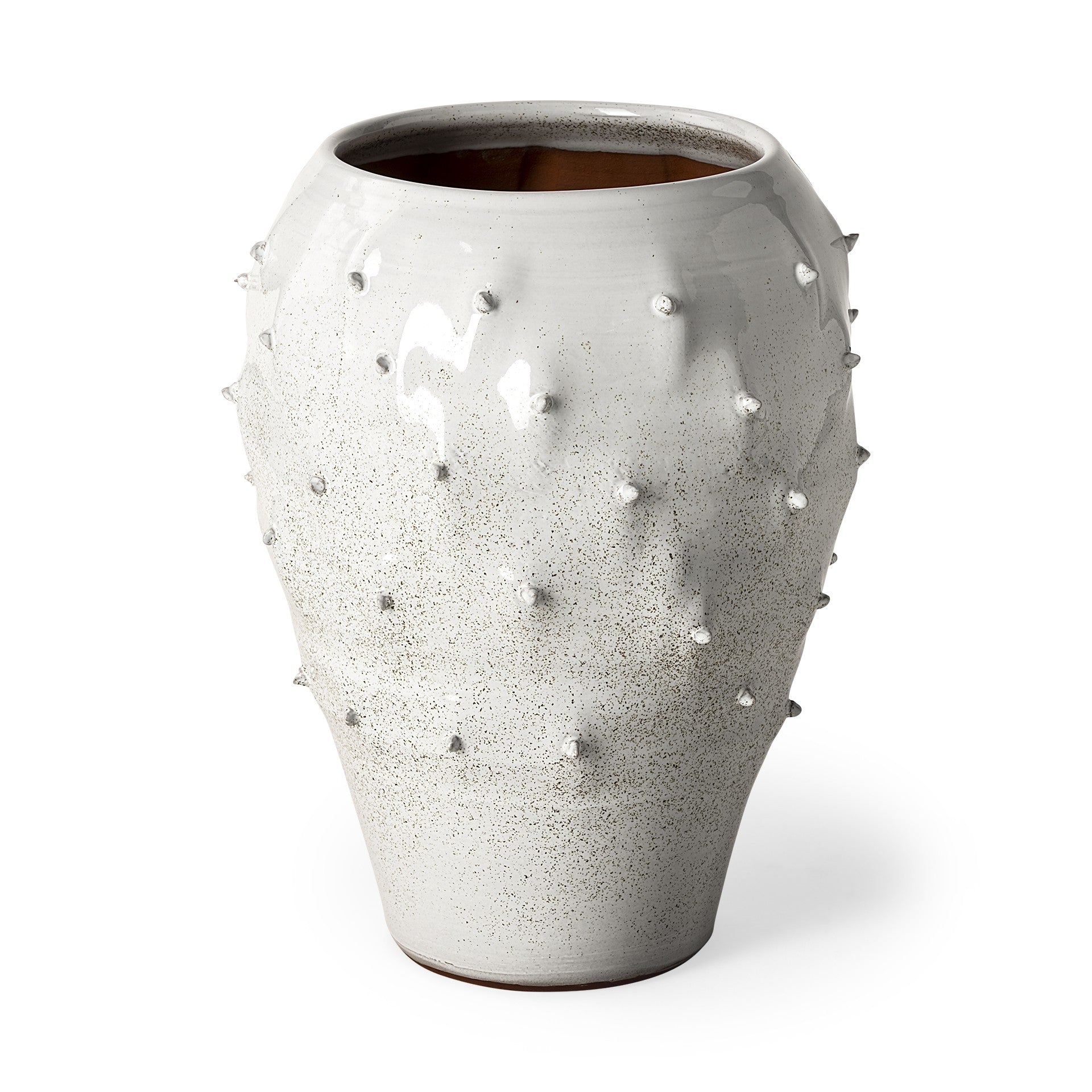 14" White Abstract Cylinder Ceramic Table Vase-1