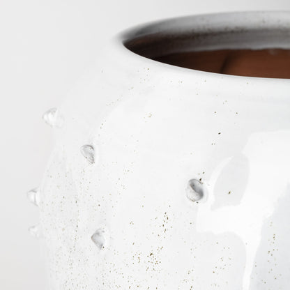 14" White Abstract Cylinder Ceramic Table Vase-5