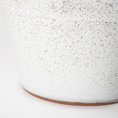 14" White Abstract Cylinder Ceramic Table Vase-4