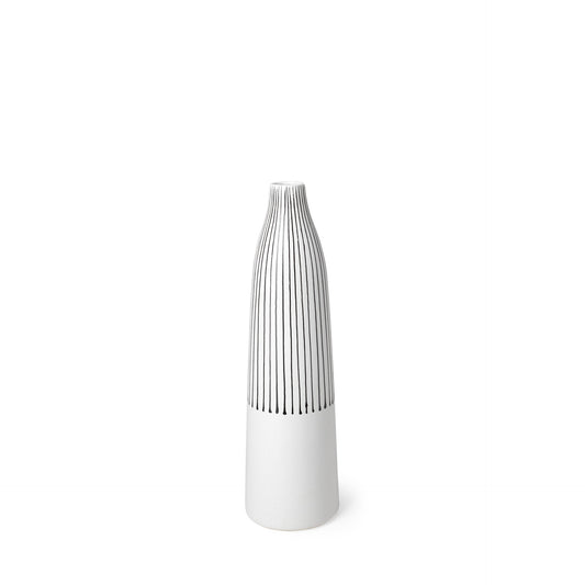 18" Black And White Abstract Cylinder Ceramic Table Vase-1