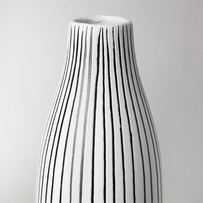 18" Black And White Abstract Cylinder Ceramic Table Vase-3