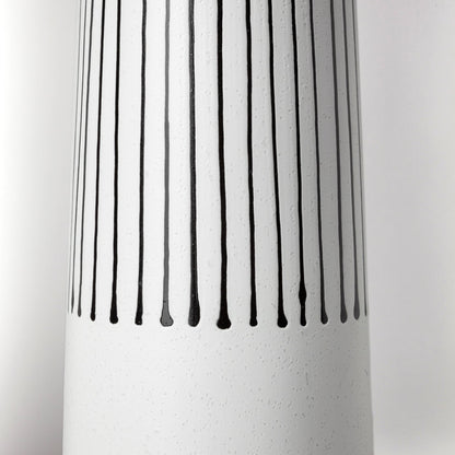 18" Black And White Abstract Cylinder Ceramic Table Vase-4