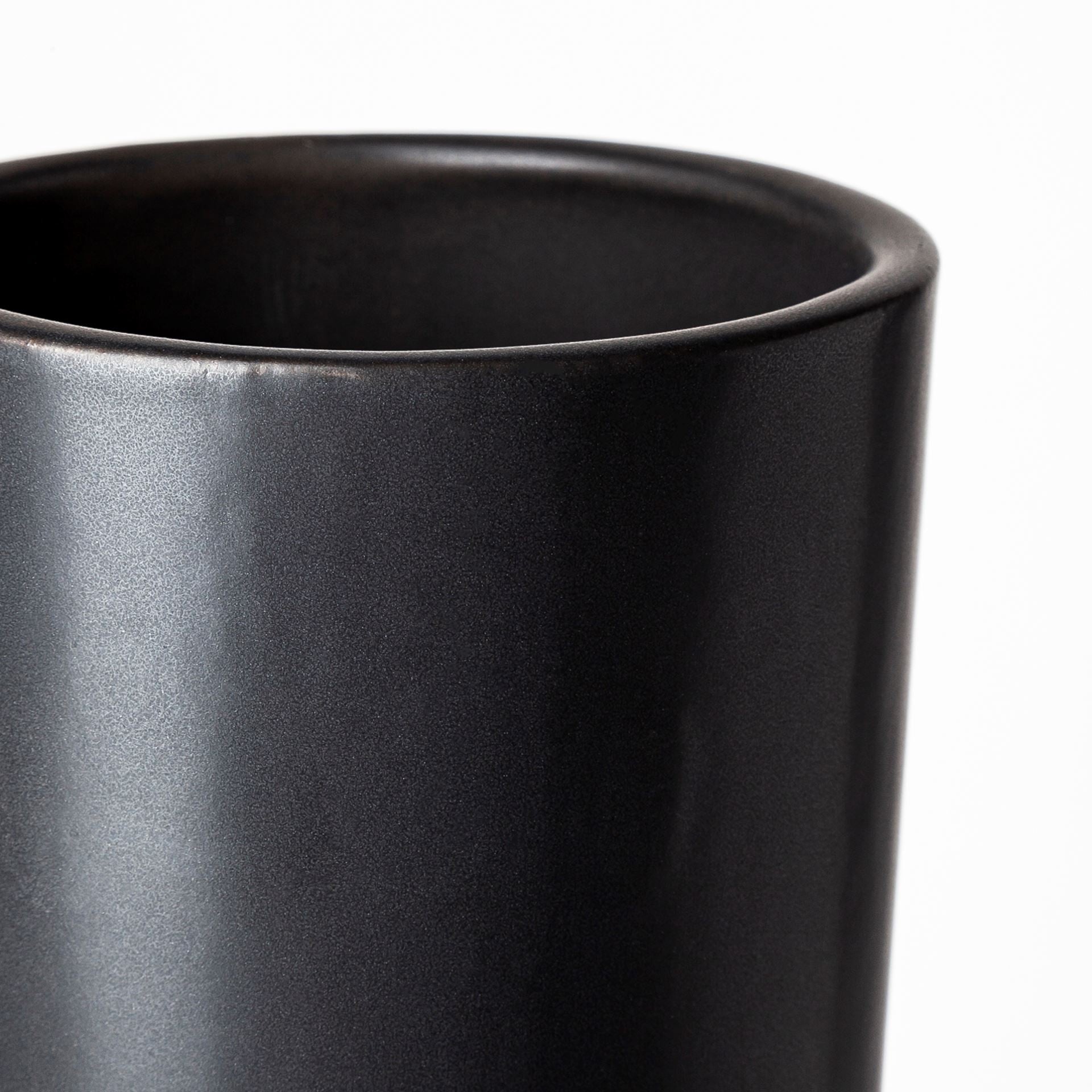 17" Black Abstract Cylinder Ceramic Table Vase-3