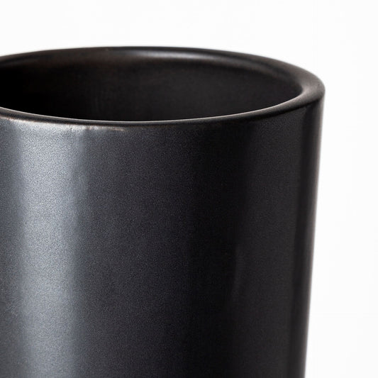 17" Black Abstract Cylinder Ceramic Table Vase-3