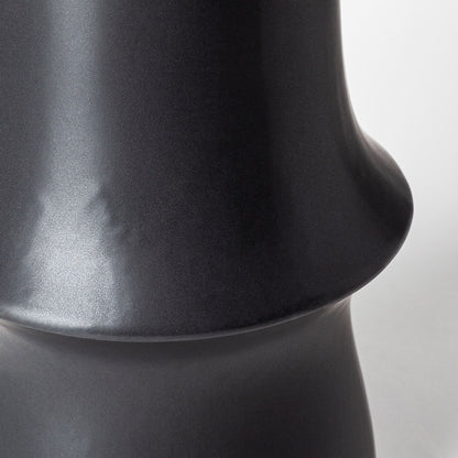 17" Black Abstract Cylinder Ceramic Table Vase-4