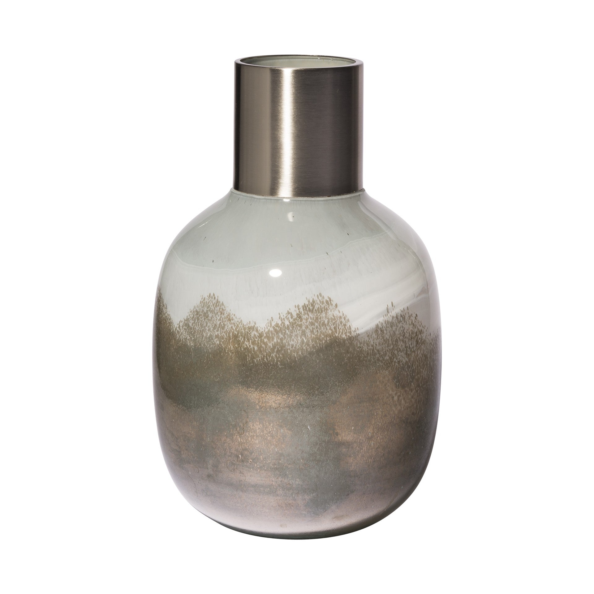 13" Brown Abstract Cylinder Crystal Glass Table Vase-1