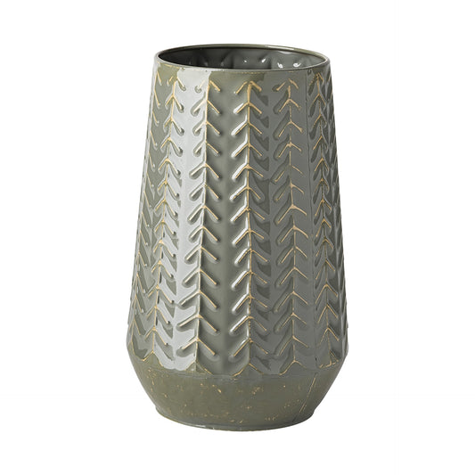 11" Green Abstract Cylinder Metal Table Vase-1