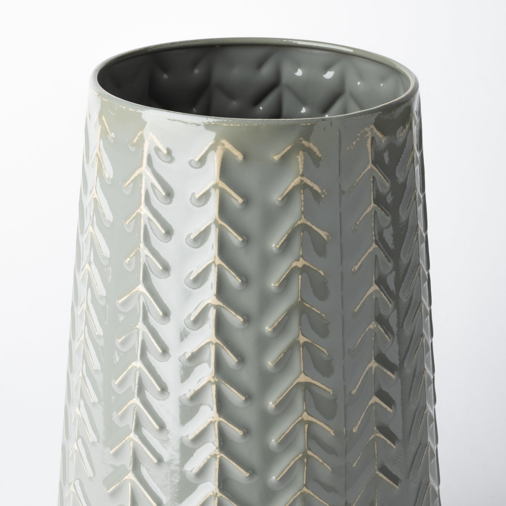 11" Green Abstract Cylinder Metal Table Vase-2