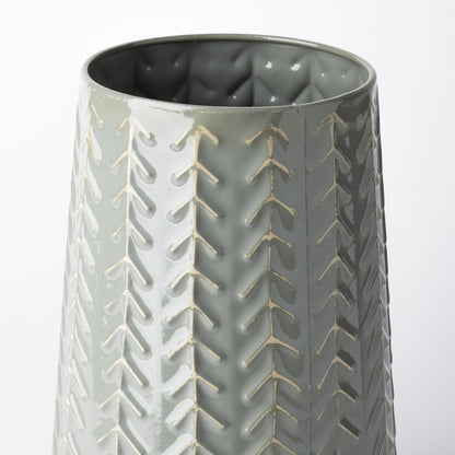 11" Green Abstract Cylinder Metal Table Vase-2