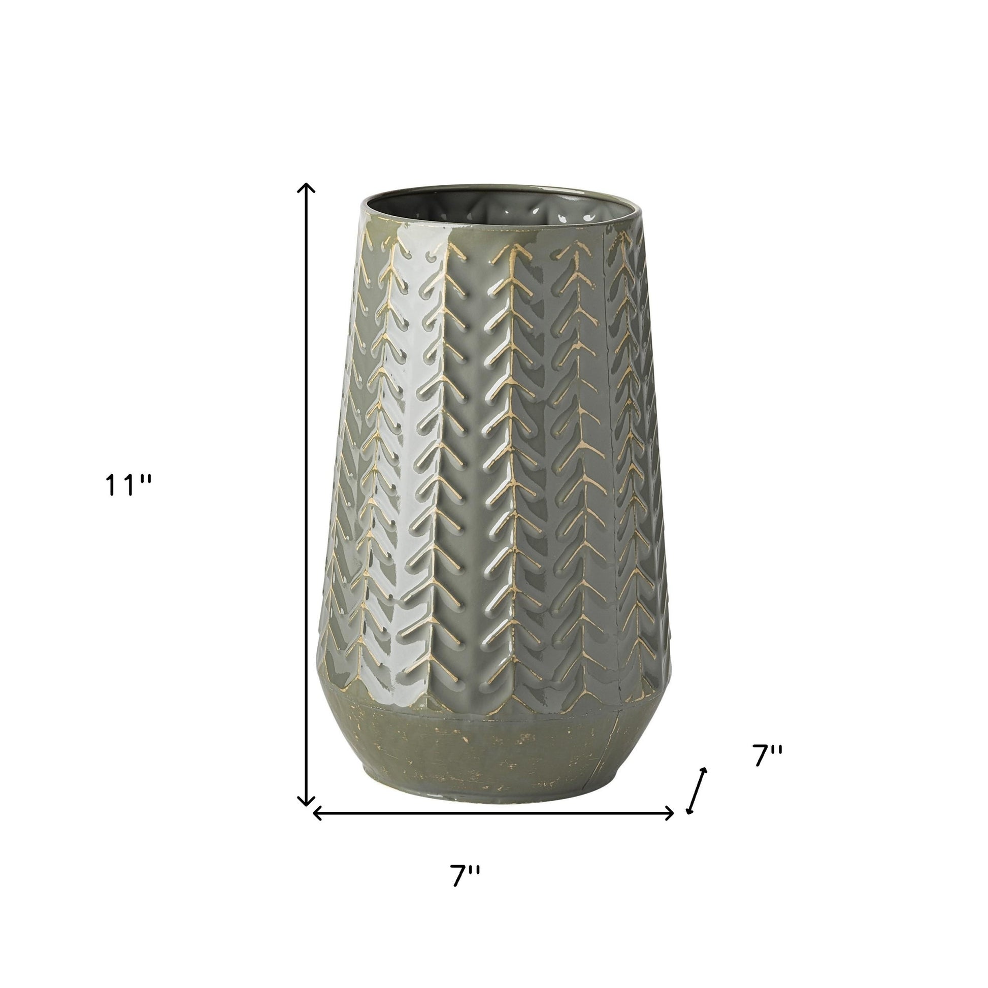 11" Green Abstract Cylinder Metal Table Vase-6