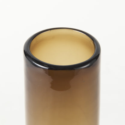 12" Brown Cylinder Crystal Glass Table Vase-2