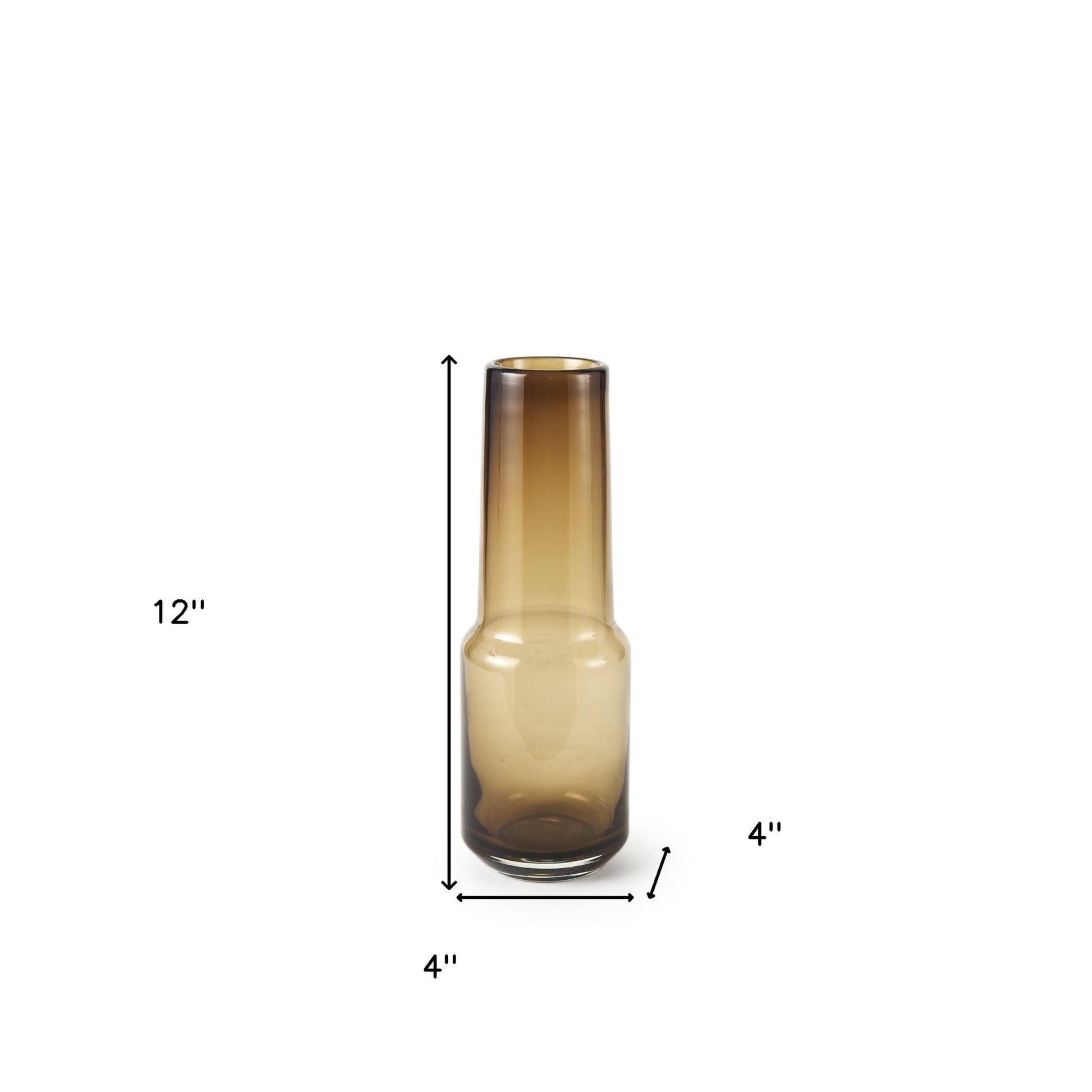 12" Brown Cylinder Crystal Glass Table Vase-5