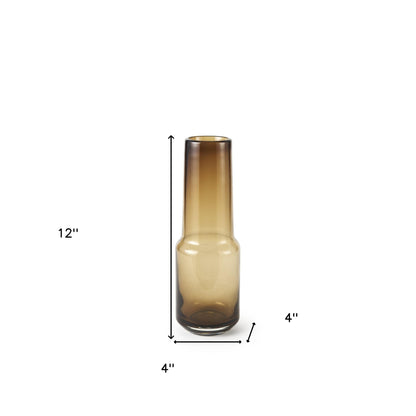 12" Brown Cylinder Crystal Glass Table Vase-5