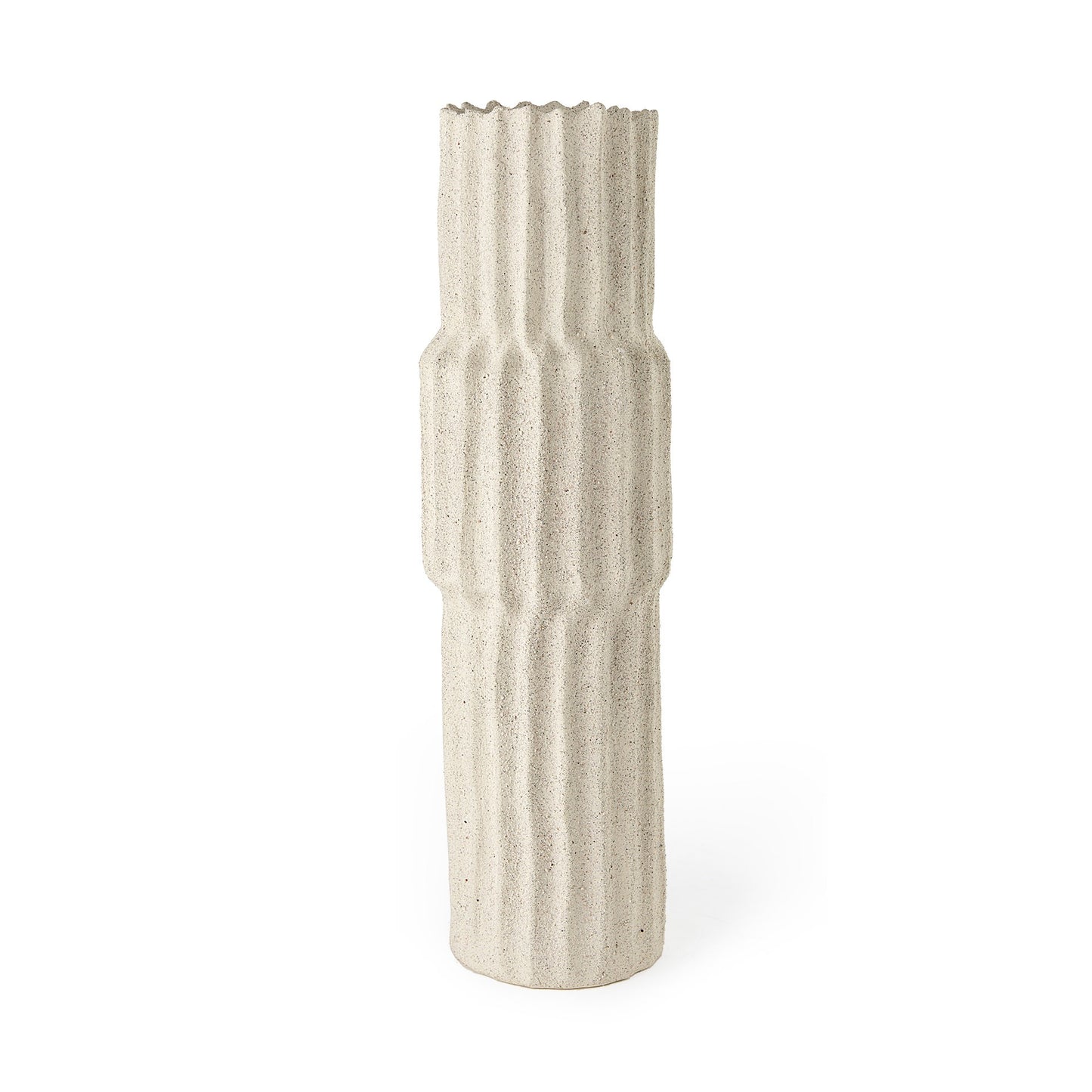 23" Cream Abstract Cylinder Ceramic Table Vase-1