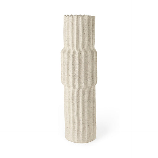 23" Cream Abstract Cylinder Ceramic Table Vase-1