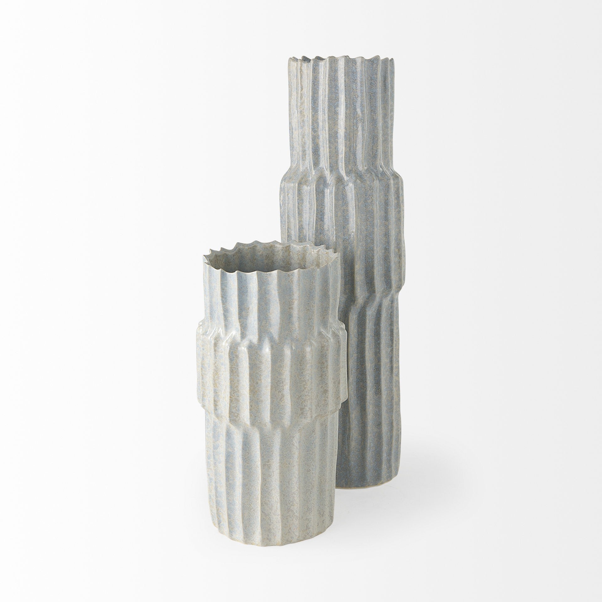 23" Gray Abstract Cylinder Ceramic Table Vase-3