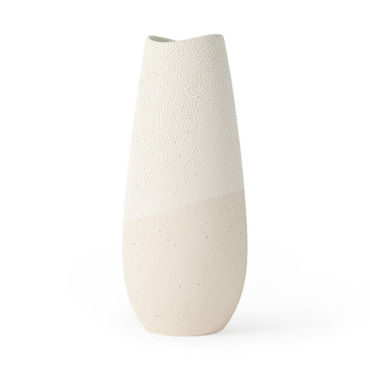 14" Cream Abstract Cylinder Ceramic Table Vase-1