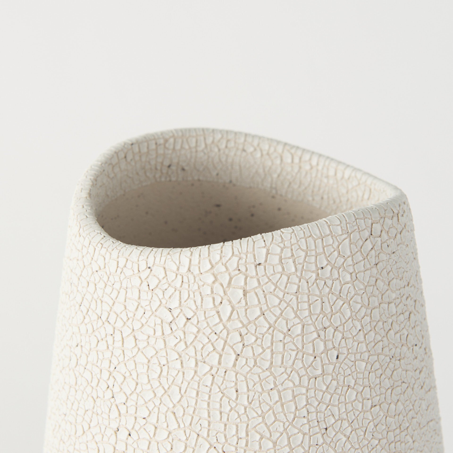 14" Cream Abstract Cylinder Ceramic Table Vase-3