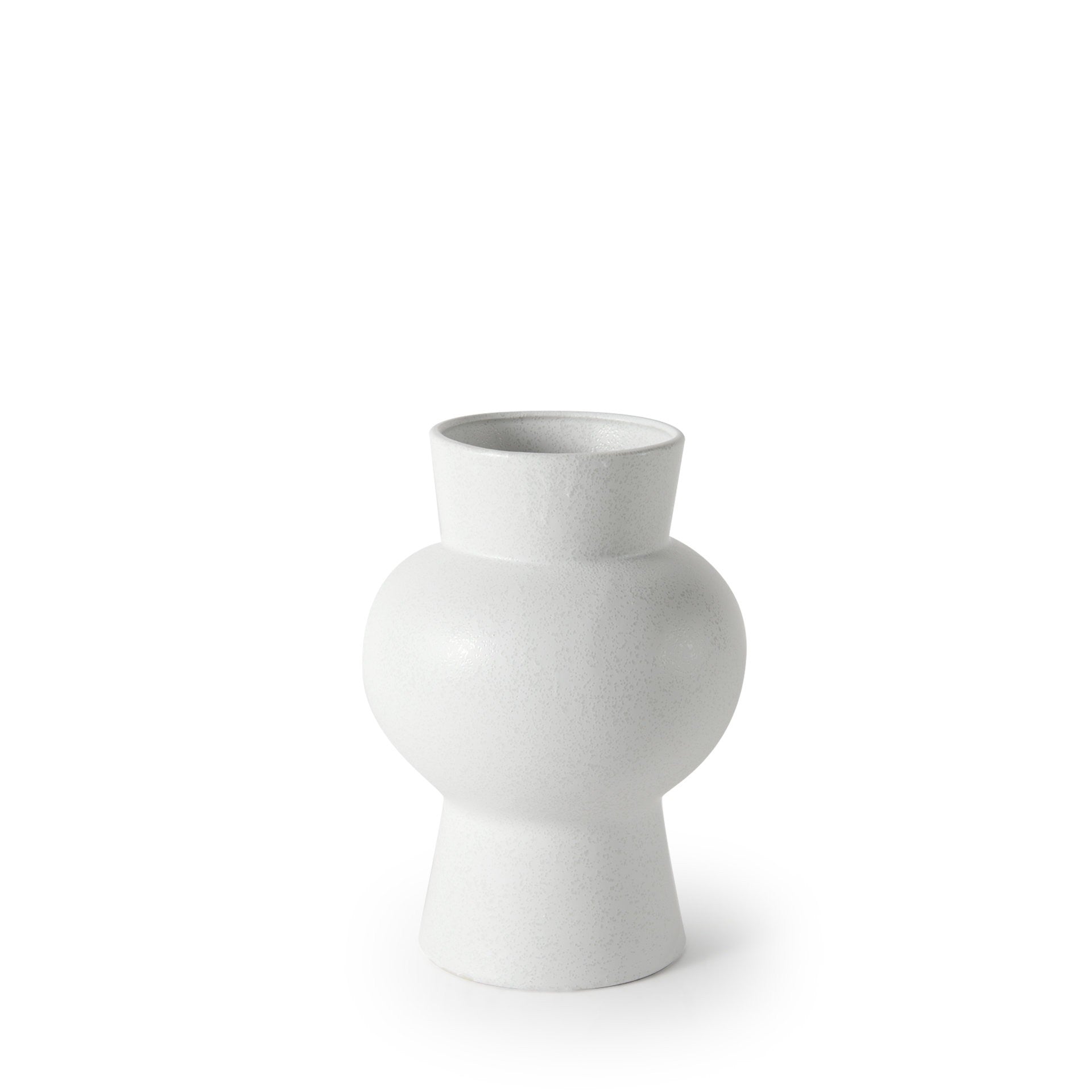 11" White Abstract Cylinder Ceramic Table Vase-1