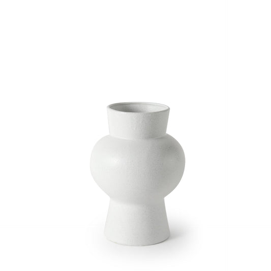 11" White Abstract Cylinder Ceramic Table Vase-1