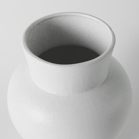 11" White Abstract Cylinder Ceramic Table Vase-5