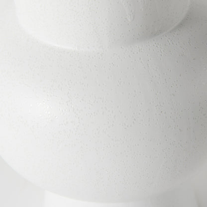 11" White Abstract Cylinder Ceramic Table Vase-7