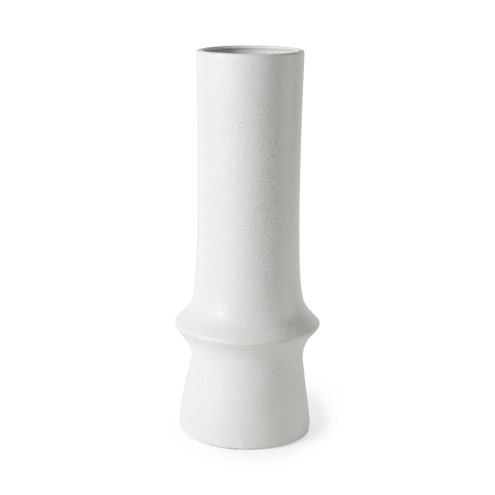 17" White Abstract Cylinder Ceramic Table Vase-1