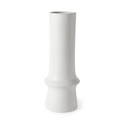 17" White Abstract Cylinder Ceramic Table Vase-1