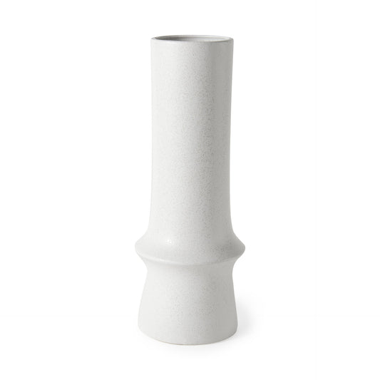 17" White Abstract Cylinder Ceramic Table Vase-1