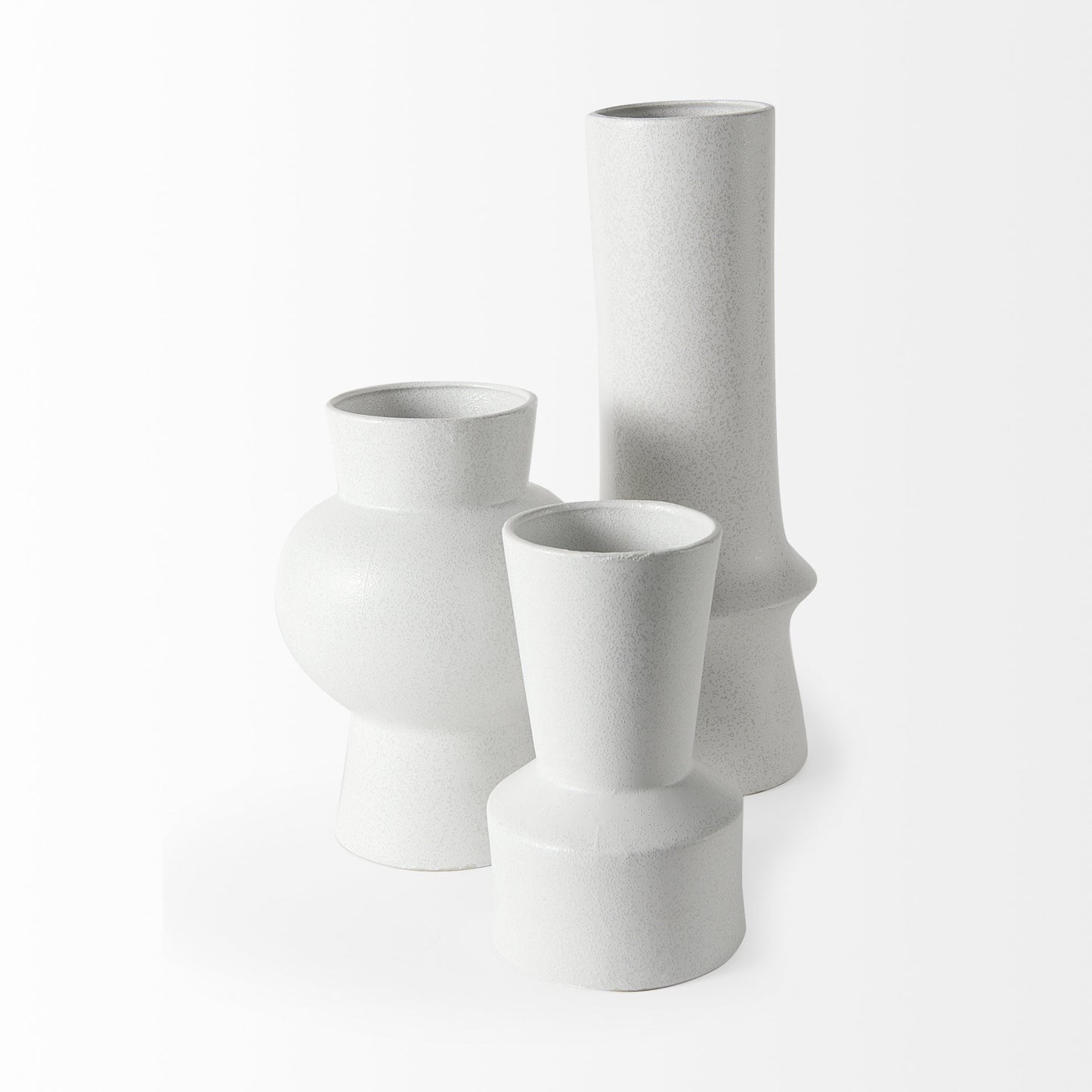 17" White Abstract Cylinder Ceramic Table Vase-4