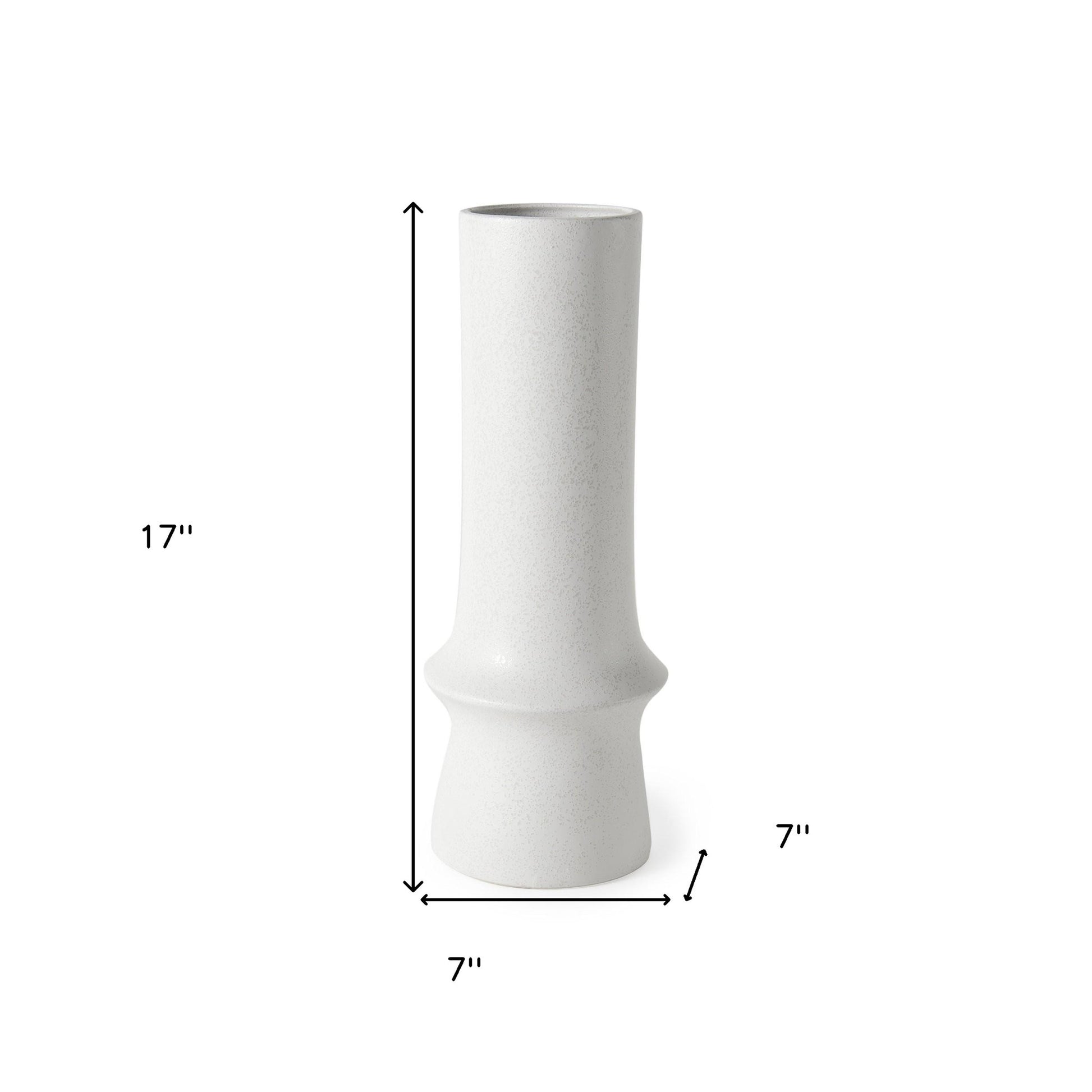 17" White Abstract Cylinder Ceramic Table Vase-8