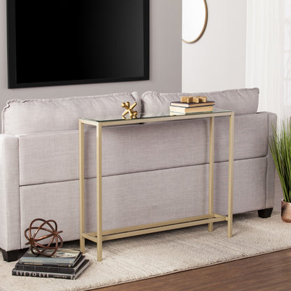 36" Silver and Gold Mirrored Glass Console Table-7