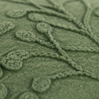 14" X 26" Green Tone on Tone Botanical Throw Pillow With Embroidery-7