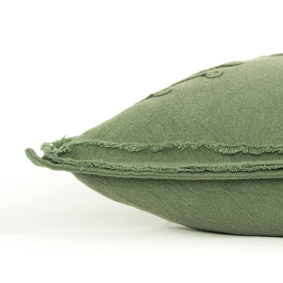 14" X 26" Green Tone on Tone Botanical Throw Pillow With Embroidery-2