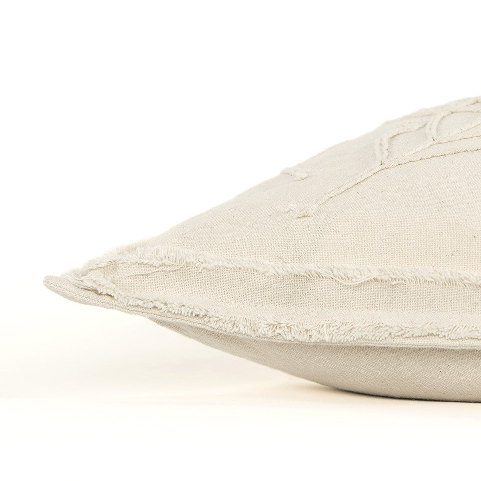 Beige Botanical Pattern Embroidered Lumbar Pillow-2
