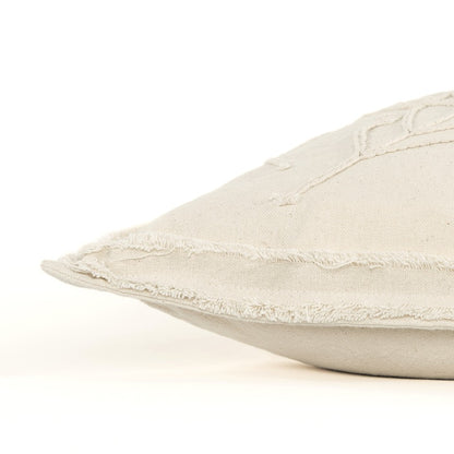 Beige Botanical Pattern Embroidered Lumbar Pillow-2