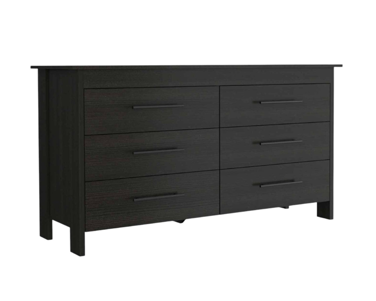 59" Black Six Drawer Double Dresser-2