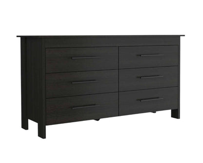 59" Black Six Drawer Double Dresser-2