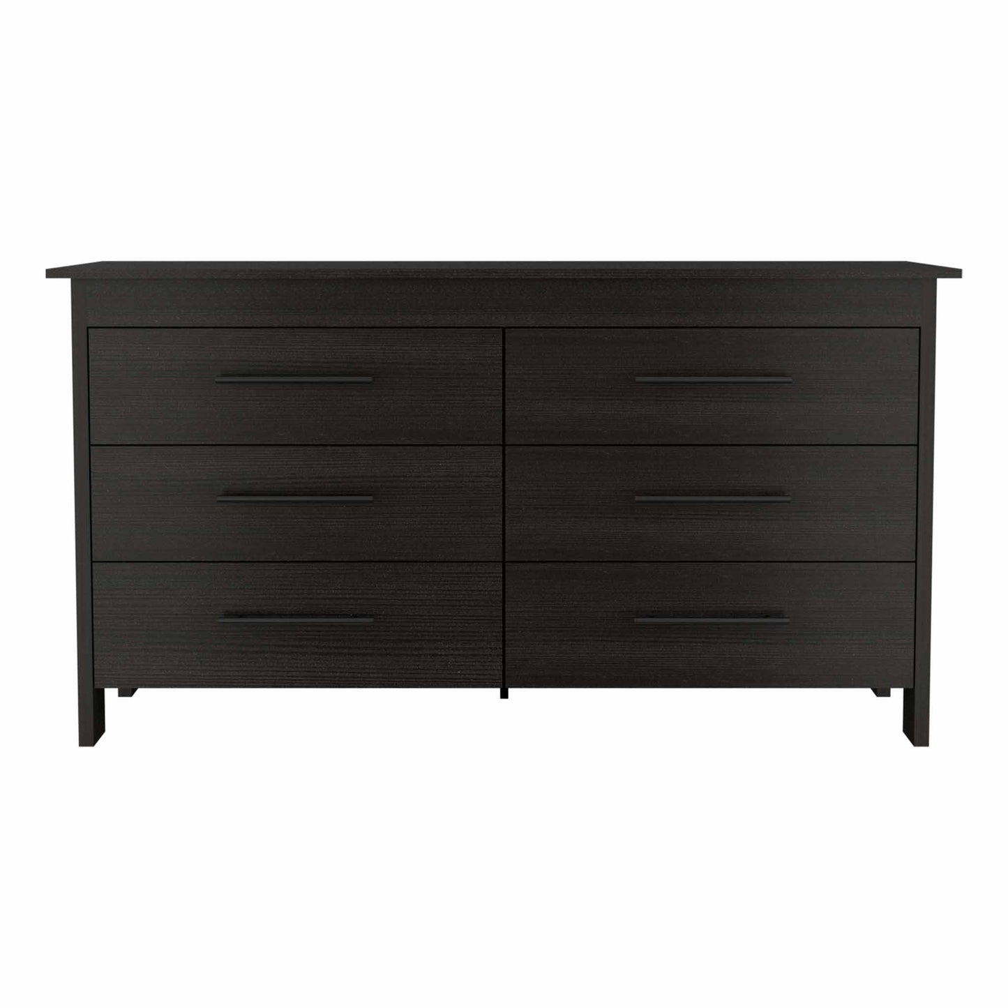 59" Black Six Drawer Double Dresser-1