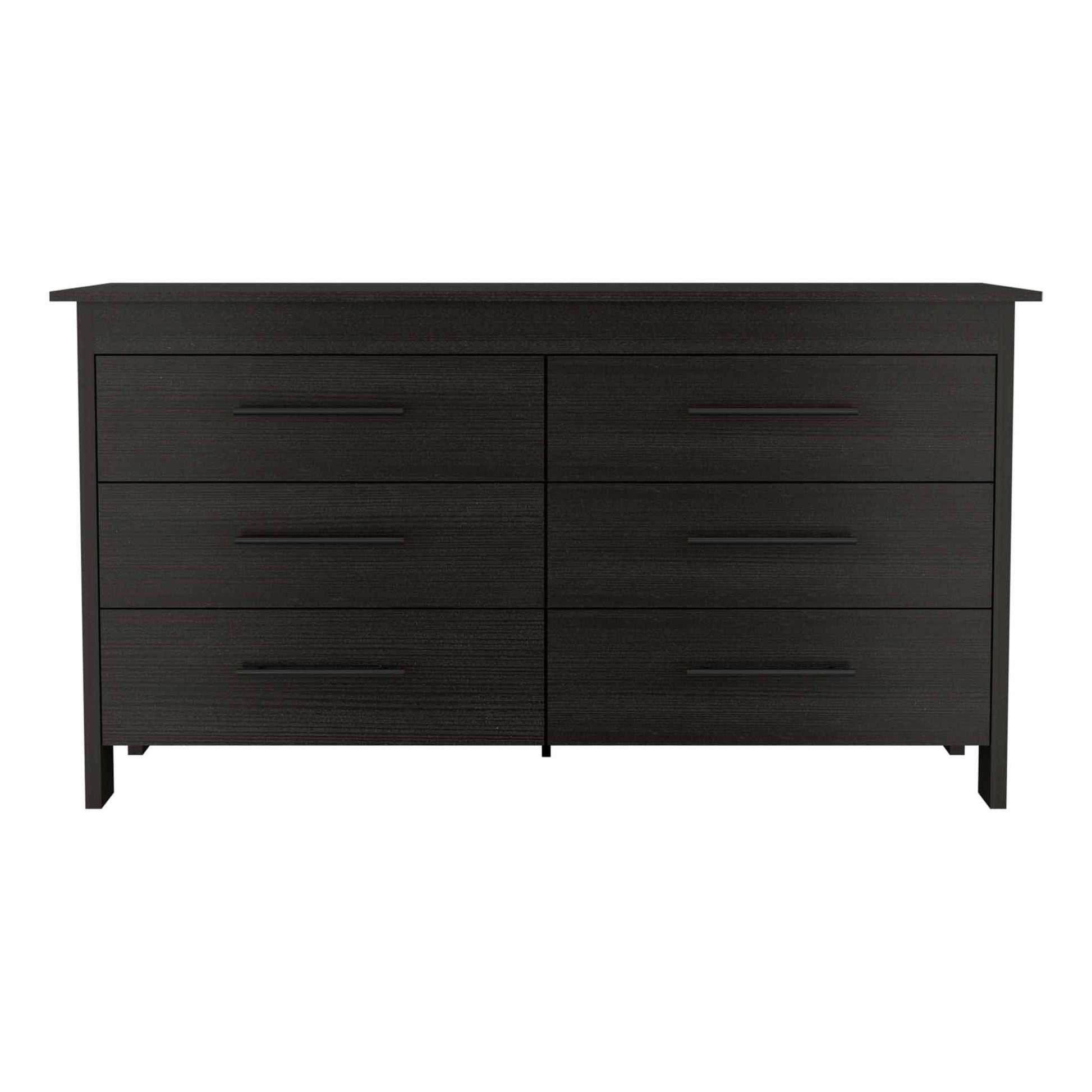 59" Black Six Drawer Double Dresser-1