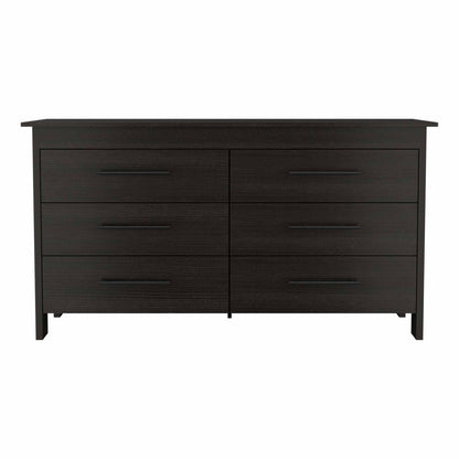 59" Black Six Drawer Double Dresser-1