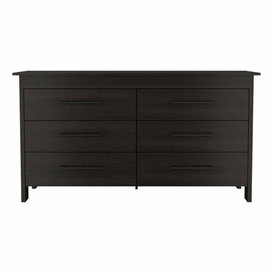 59" Black Six Drawer Double Dresser-1
