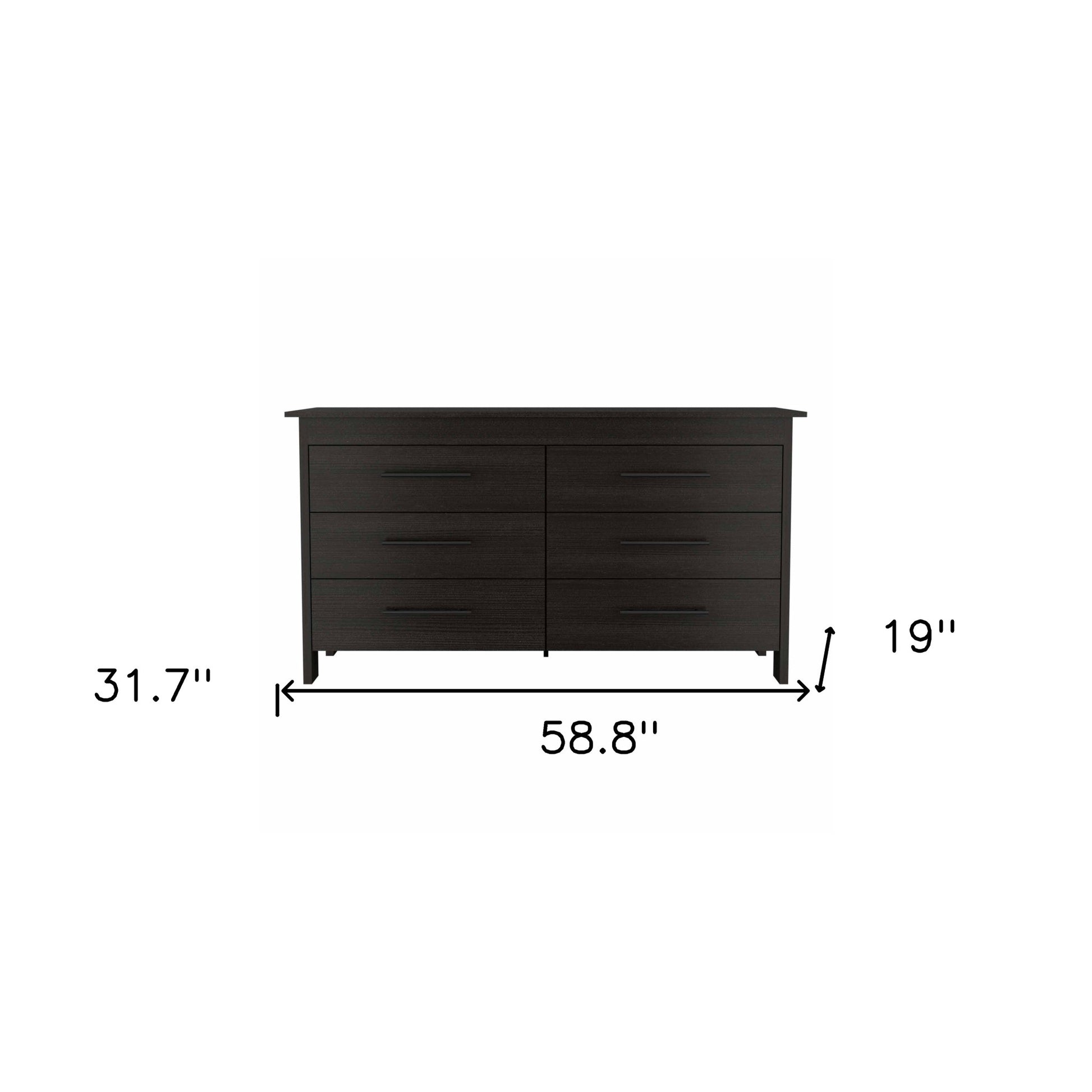 59" Black Six Drawer Double Dresser-7