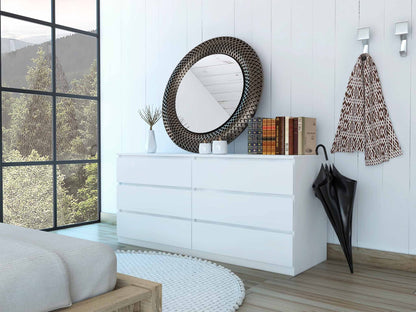 60" White Six Drawer Double Dresser-4